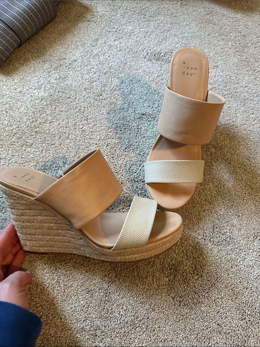 a new day Beige and Natural Espadrille Wedge Sandals